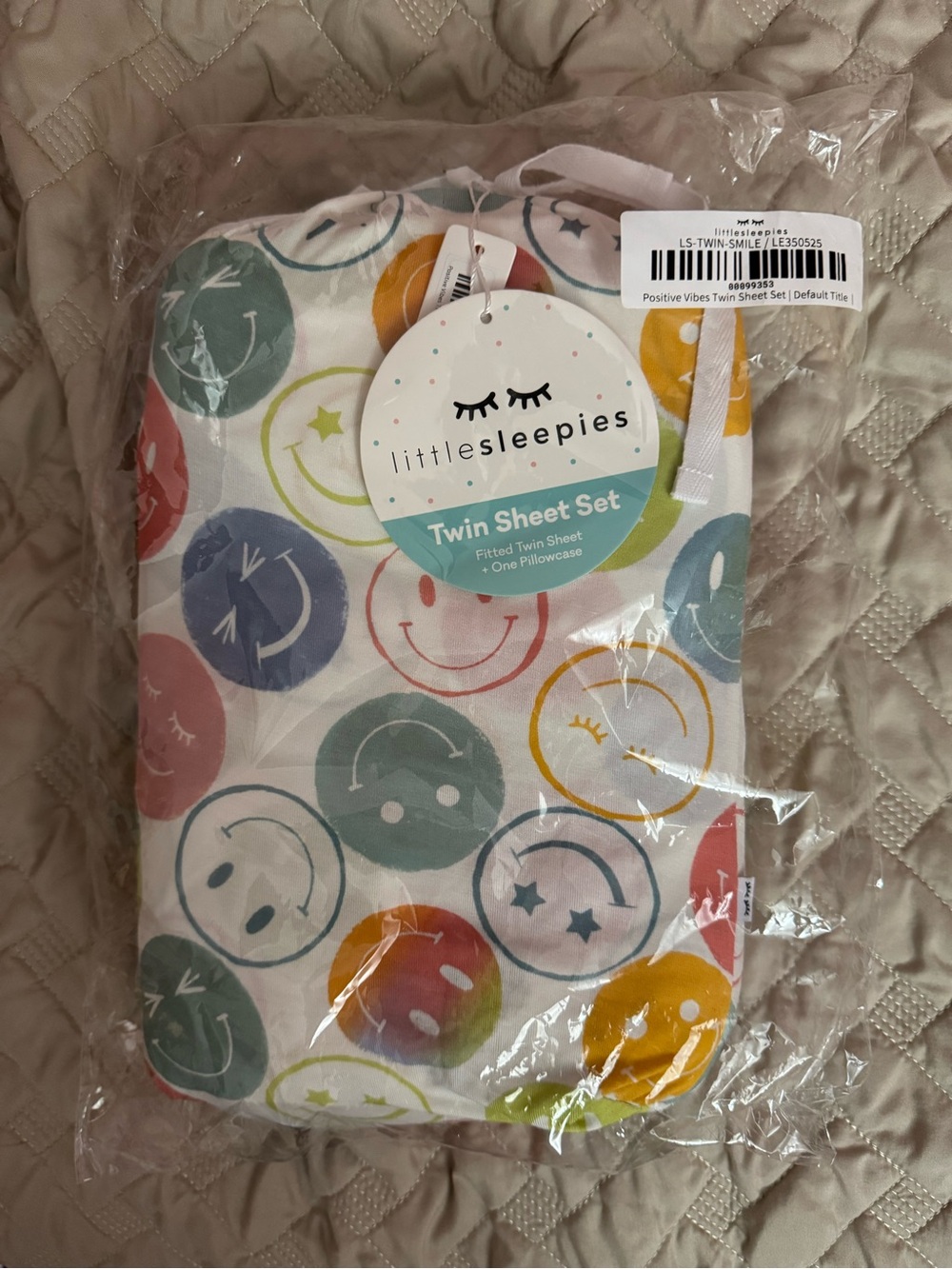 Little Sleepies Positive Vibes Twin Sheet Set